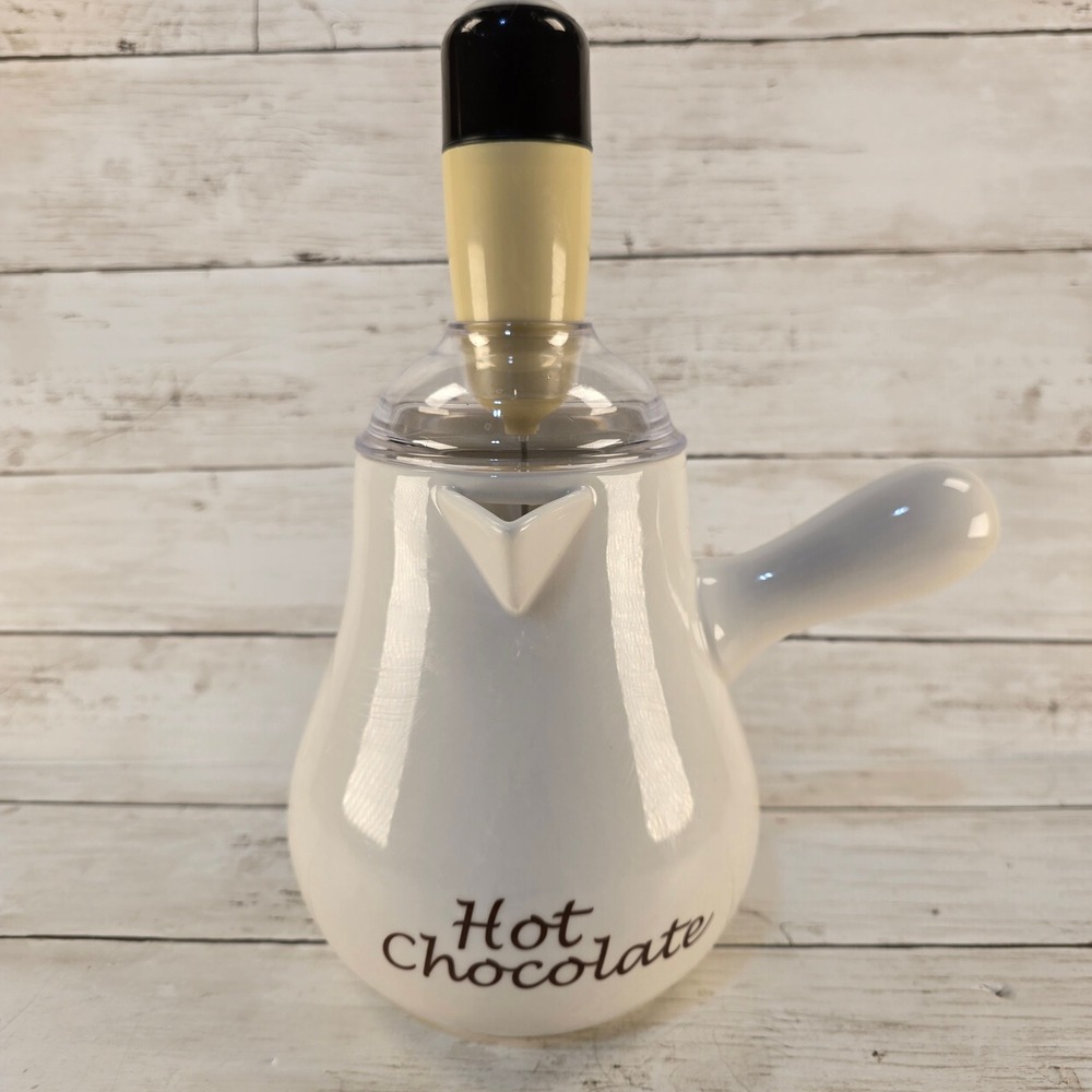 Williams-Sonoma Bonjour Hot Chocolate Ceramic Pitcher and Frother Set White